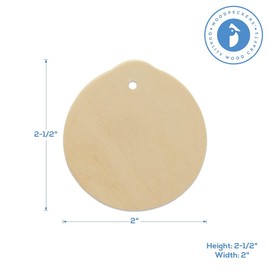 Christmas Ornaments to Decorate, Round, Flat, 2-1/2 inch, Pack of 100 Wood Blank Ornaments for Christmas Crafts and Year-Round Crafting, by Woodpeckers