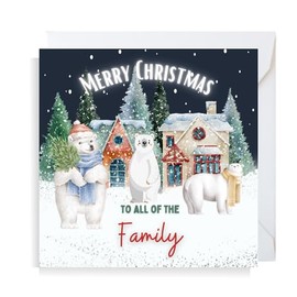 Second Ave All the Family Christmas Polar Bear Square Xmas Holiday Festive Greetings Card