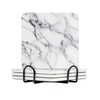 BaHomeck Drink Coasters Set of 4 White Marble Square Water