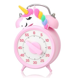Vspek 55-Minute Countdown Timer, Classroom Visual Timer for Kids and Adults, Durable Mechanical Kitchen Timer Clock -NO Batteries Required- Timer in The Shape of Alarm Clock (Unicorn