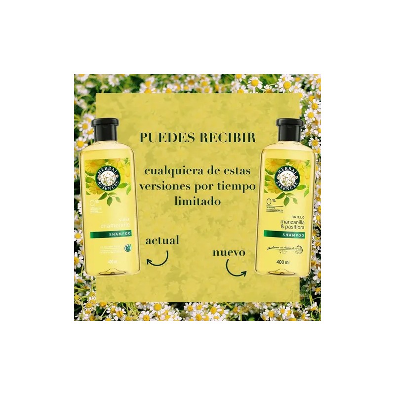 Shampoo Herbal Essences Brillo Manzanilla & Pasiflora 400 ml