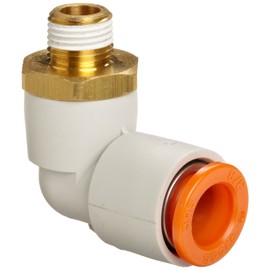 SMC KQ2L07-35AS PBT and Brass Push-to-Connect Tube Fitting with Sealant, 90 degree Elbow, 1/4" Tube OD x 1/4" NPT Male (Pack of 10)