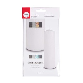 Rayher 31439000 Verzierwachs, Silber-Töne, Set 4 Verzierwachsplatten, je 20 x 6,5 cm, Wachs zum Kerzen verzieren, Kerzenwachs, Wachsfolie