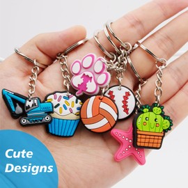 30PCS Assorted Unique Keychains Non-Repeat Cute Designs for Prizes, Holiday Gifts, and Party Favors