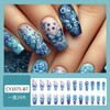 24Pcs Spring Press on Nails Medium Blue Gradient Fake Nails