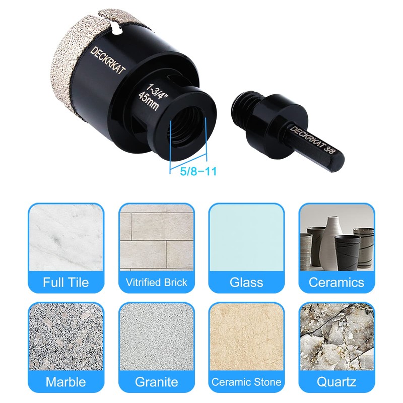 Diamond Hole Saw, 1-3/4" Hole Saw for Tiles Granite Marble