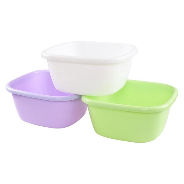 Jandson 16 Quart Plastic Basin Tub, Colorful Dish Pan, 3 Packs, R