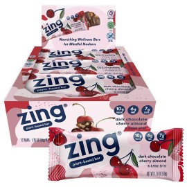 ZING BARS Dark Chocolate Cherry Almond Bar 1.76 oz (Pack of 12)