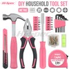 Hi-Spec Tool Set 25pc Pink Household DIY Tool Kit for
