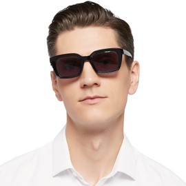 MARE AZZURO Reader Sunglasses +3.0 Men Retro Square Sun Reading Glasses 1.00 1.25 1.50 1.75 2.00 2.25 2.50 2.75 3.00 3.50 4.00 (Black, 3.0)