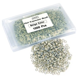 1000Pcs Hair Extension Beads Micro Link Rings, 5mm Silicone Lined MicroLink Rings Hair Extensions Tool (Beige)