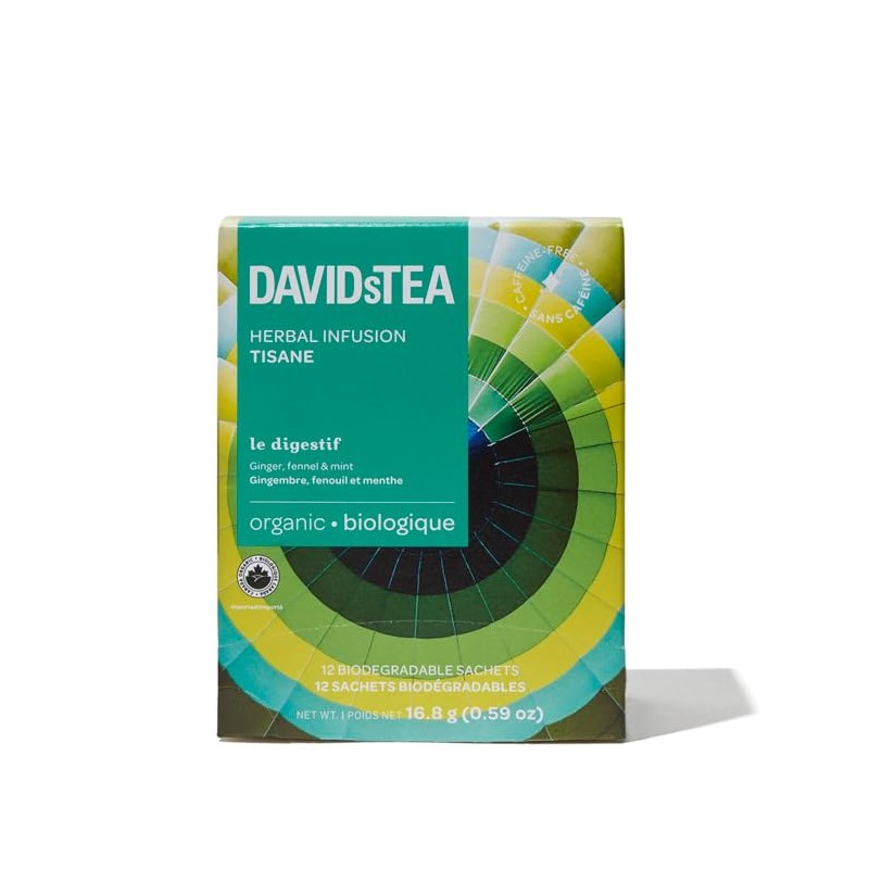 DAVIDsTEA Organic Le Digestif Herbal Tea, caffeine-free, 12 tea bags