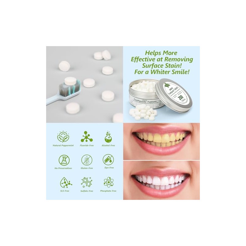 200 Pcs Toothpaste Tablets - Eco-Friendly Nano Hydroxyapatite