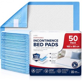 Incontinence Bed Pads 160 x 80cm – 50 Pack – XL Full Mattress Coverage – SAP Gel Core, 3 Litre Capacity, Waterproof – Disposable Bed Pads for Adults & Elderly