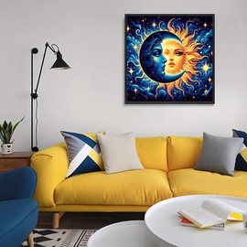 ZYJBD 5D Diamond Painting, DIY Diamond Painting with Square Stones, Diamond Painting Sun and Moon, Suitable for Beginners and Adults, Suitable for Wall Decoration at Home and Gifts, 30 x 30 cm