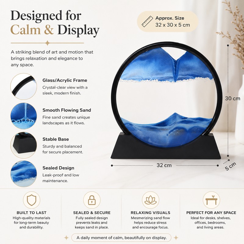 Flowing Sand Art Decor for Desks – Rotating Hourglass Landscape