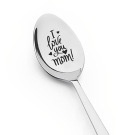 Mothers Day Gifts Spoon for Mom Mother Gifts from Children Kids to Mum Mother Birthday Gifts for Mom Mommy I Love You Mom Mama Gift Coffee Ice-Cream Spoons Engraved