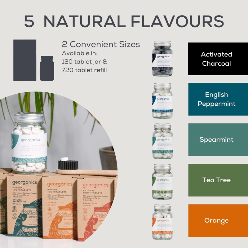 Georganics Mineral Toothtablets - Natural Effervescent Cleansing Tablets with Kaolin
