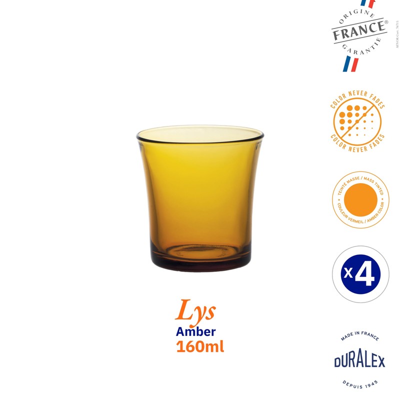 Duralex 21-0228-00 Amber 160cc Set of 4