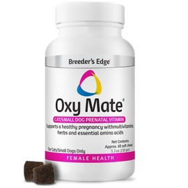 Breeder's Edge Oxy Mate Dog & Cat Prenatal Vitamins, Comprehensive Supplement for Pregnant Dogs and Cats Enriched with Essential Nutrients for Healthy Moms & Litters, Soft Chews - 60ct Small Dog & Cat