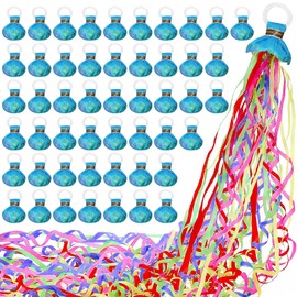 X-Kingsun 50Pcs Colorful Hand Throw Streamers with Ribbon Multi-Color Confetti Poppers No Mess Paper Crackers for Birthday Wedding Party Holiday Celebrations