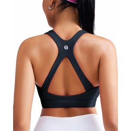 RUNNING GIRL Sports Bra for Women High Support, Molded Cup High Impact Women’s Sports Bras with Sewn in Pads Running Bra(3113 Black L)
