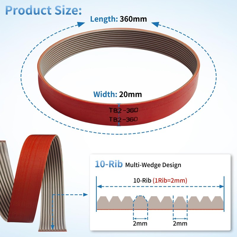 TB2-360 10 Ribs 20mm Ribbed Belt for Meat Slicer for