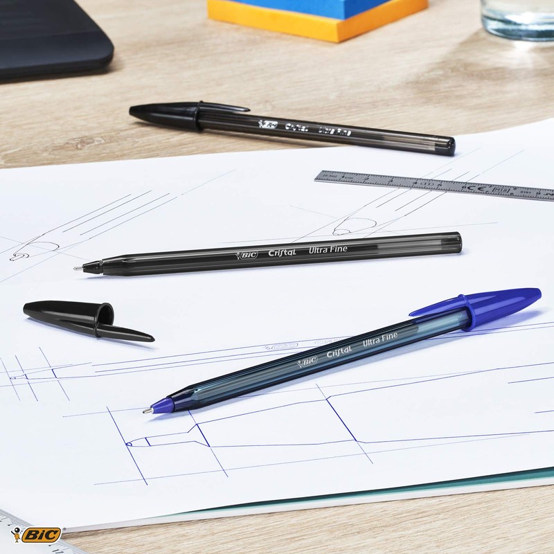 BIC Crystal Exact Fine Point Pens (0.7 mm) - Blue, Box