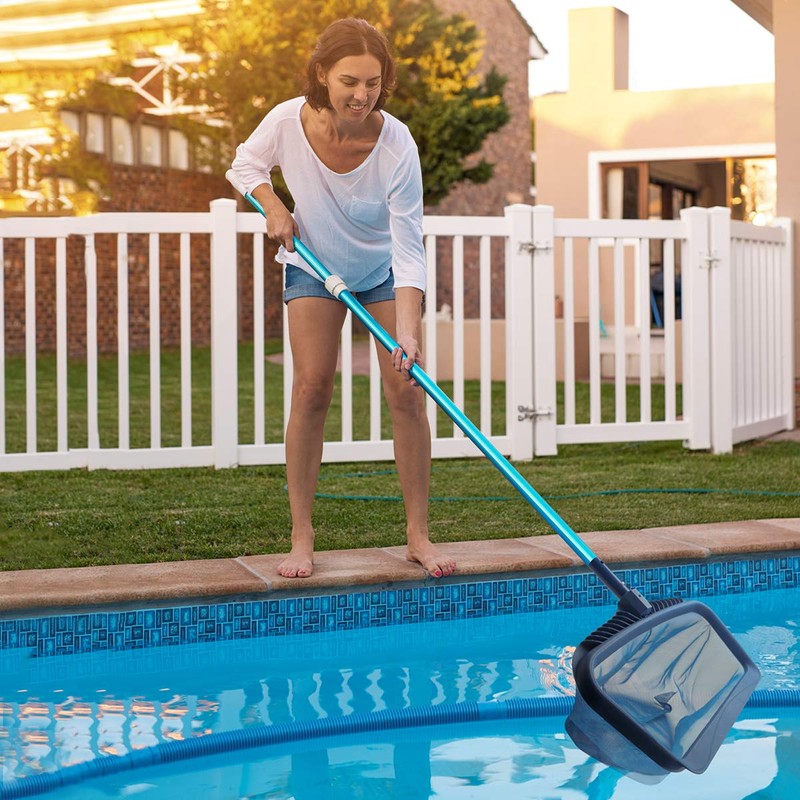 Pool Skimmer Net, Heavy Duty Leaf Rake Cleaning Tool, Fine