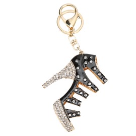 plplaaoo Rhinestone Keychain High Heel Shoes Crystal Shoes Keychain Jewelry Bag Purse Pendant Accessories Beautiful Shoe Crystal Keychain for Girls, black