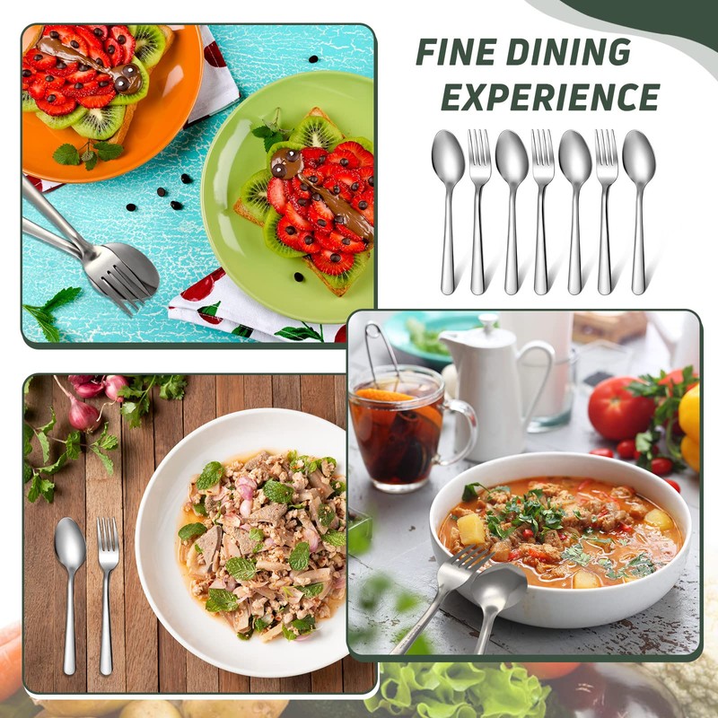 BBTO 100 Pcs Forks and Spoons Silverware Set Bulk Stainless