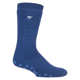IOMI Heat Holders - Mens Ladies Thick 3.1 TOG Warm Non Slip Grip Thermal Slipper Socks for Raynauds (6-11 uk, Deep Blue (Raynauds))