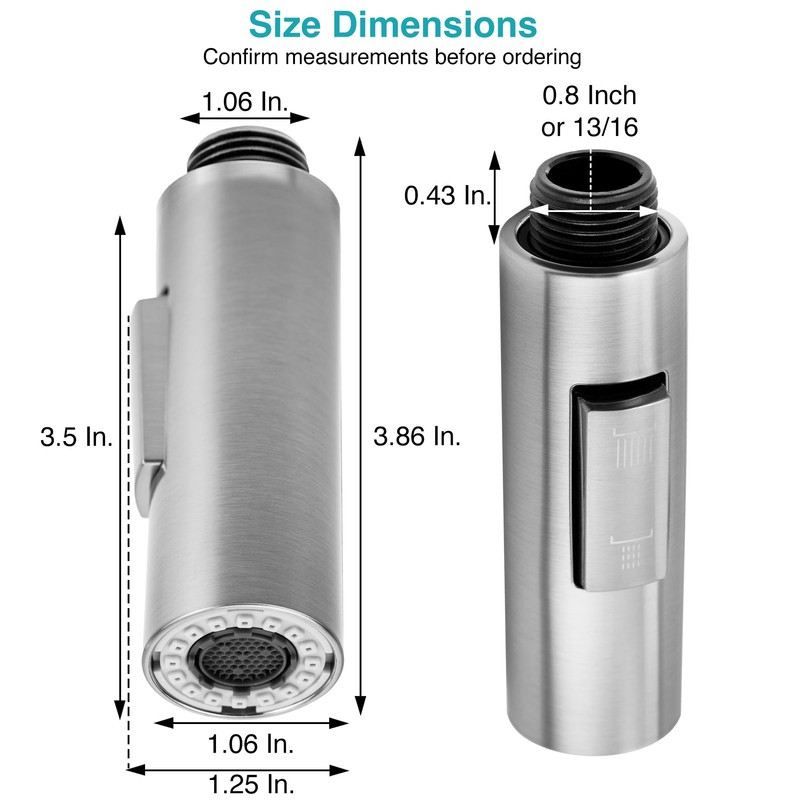 Dura Faucet Streamline Pull-Down Sprayer Replacement - Brushed Satin Nickel
