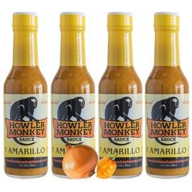 Howler Monkey Sauce Amarillo - Panama Hot Sauce - Gluten-Free, No Carbs, Low Sodium - No Thickeners, Preservatives, or Added Sugars - 5 oz (4-Pack)