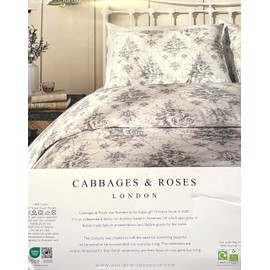 Cabbages & Roses of London Luxurious Home Collection 100% Cotton Percale Crisp & Cool, Wrinkle Free Hotel Quality 3pc Duvet Set (Burleigh-Charcoal Shanny, Queen (U.S. Standard))