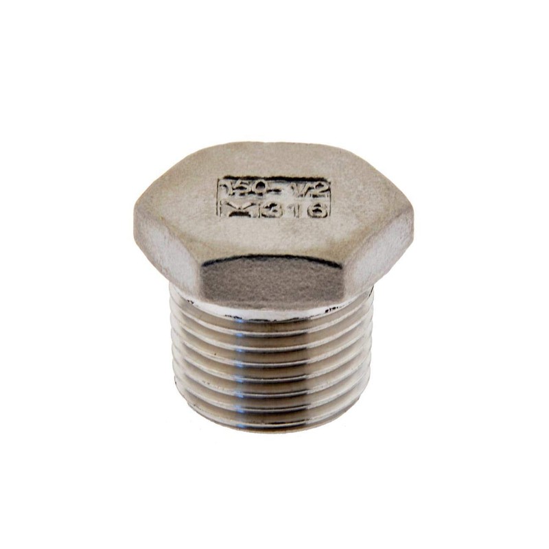High-pressure sealing plug with external hexagonal NPT 1/8 inch, galvanised