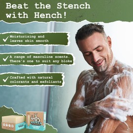 HENCH – Mens Soap Bar Natural Body Soap for Men Exfoliating & Moisturising No Palm Oil Free & No Harsh Chemicals Soothes Dry Irritated Skin