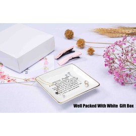 Topthink Special Daughter A Is Blessing – Ceramic Jewelry Holder Ring Dish Trinket Tray– Gifts from Mom Or Dad - Birthday Graduation Christmas for Bouns in Law