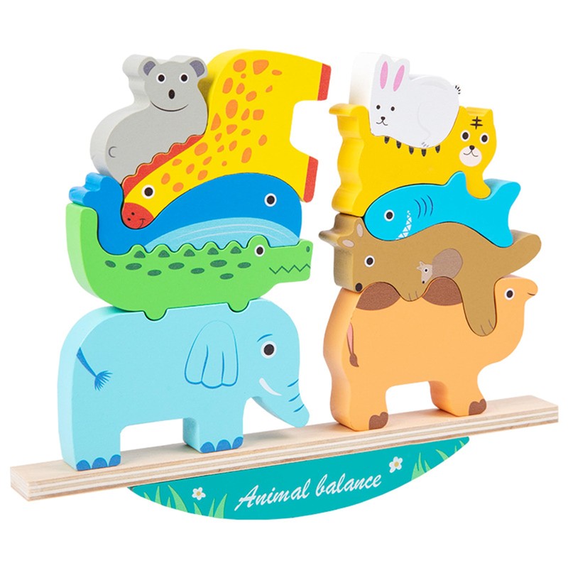 Shinse Building Blocks, Balance Game, Animals, Storage Bag Included, Cute,