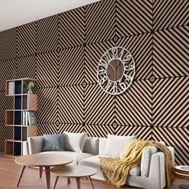 Concord Wallcoverings Wood Veneer Wall Panels | Pack of 4 Acoustic Square Diagonal Panels | Premium Soundproofing & 3D Interior Decor | 21.75" x 21.75" | Covers 13.14 sq.ft.| COA1801-6 (Pickled Oak)