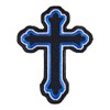 Blue & Black Decorative Cross Patch, Religious Cross Patches