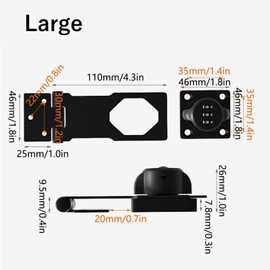 Password Hasp Locks, 4.3Inch Black 90-180 Degree Cabinet Locks Hasp Latch Barn Door Lock, Cabinet Door Combination Lock Rotary Door Lock Hasp with Screws for Cabinets, Barn Door, Outdoor, Garden