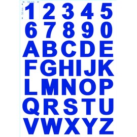 Kungfu Graphics 2" high Number Letter Vinyl Sticker Sheet Alphabet Decal Waterproof Universal, Blue,(UEQ-BL56)