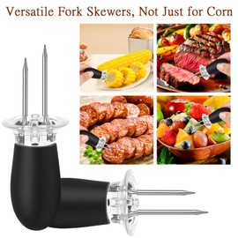10 Pcs/5 Pairs Corn Cob Holders, Interlocking Design Corn Holders, Stainless Steel Corn on the Cob Holders, Corn Forks for BBQ Camping Parties Home Cooking (10Pcs/5Pairs)