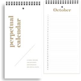 Mageeki Perpetual Calendar, 5"x10" Perpetual Desk Calendar for Reminding Anniversaries, Important Dates, Festivals, Birthday, Wall Hanging Calendar Book (Gold,12 Sheets)