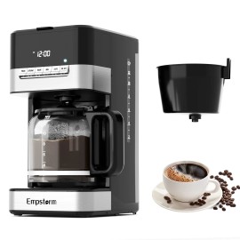 Empstorm 11D American Drip Coffee Machine 120v 12cups Glass Pot Professional Drip Coffee Servers Machines for Office Useplug type: US, color: Black