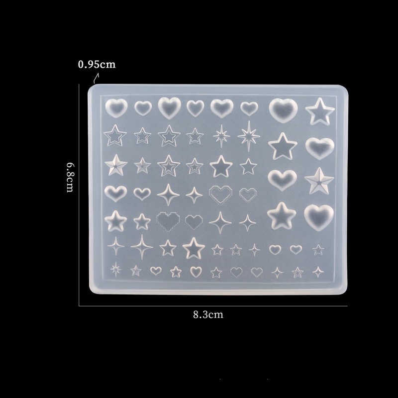 JFIYUOMCI Silicone Nail Molds - Star, Heart, Hexagram, 3D Stars