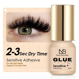 Sensitive Strong Eyelash Extension Glue – 5ml/2-3s Drying Time/4-5 Weeks Retention/Waterproof, Formaldehyde and Latex Free, Odor, Cruelty Free/Safe for Sensitive Eyes and Pregnant Women