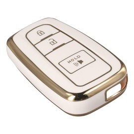 Soft TPU Key Fob Cover for Toyota 3-Button Key Fob Cover Case Gold Edge Design Car Key Case Protector Cover Car Accessories for Toyota 4Runner 2016-2024 RAV4 Camry Prado