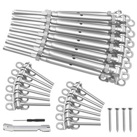 BLIKA 12 Pairs 3/16" Cable Railing Kits, T316 Stainless Steel, Adjustable Angle Cable Railing Hardware 3/16" for 2"x2", 4"x4" Wood Posts, Swage Toggle Turnbuckle & End for Stair Cable Railing